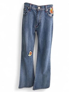 Gazoz Blue Jeans with Colorful Floral Patches